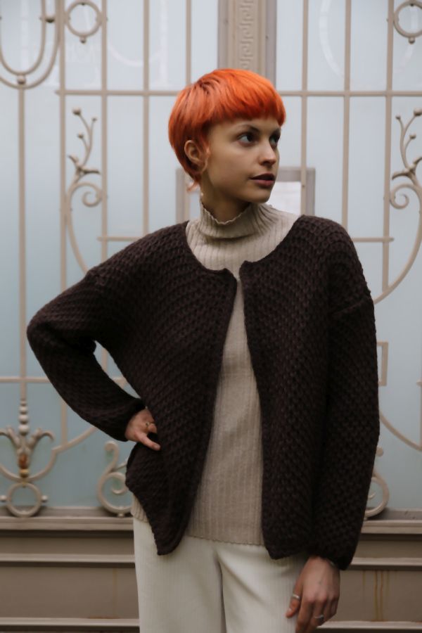 Tricot cardigan Nowi nm20 grofgebreid ronde hals