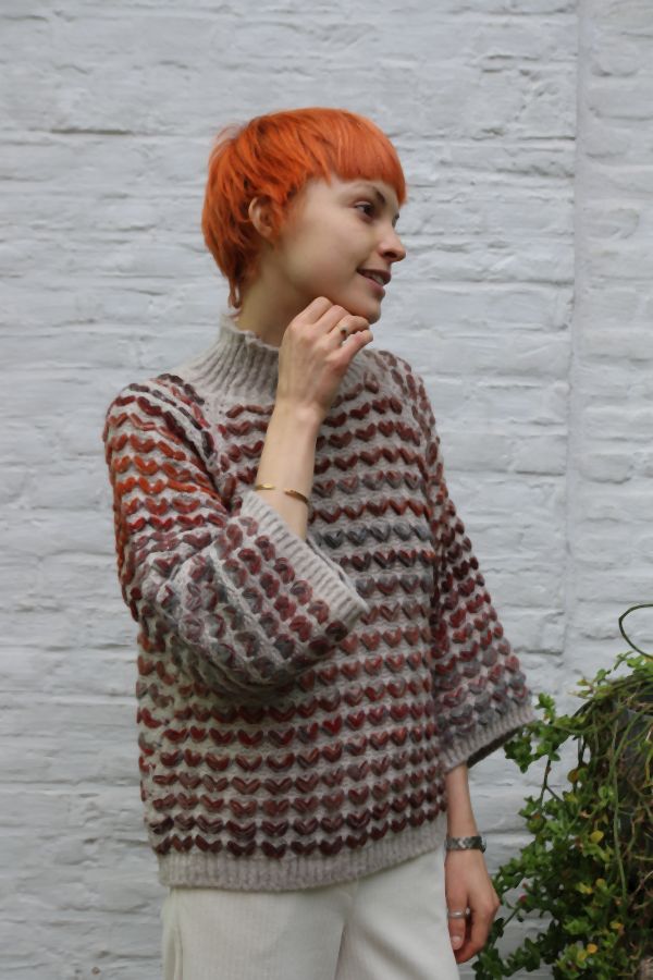 Trui Millie met doorgeweven golfpatroon nm46