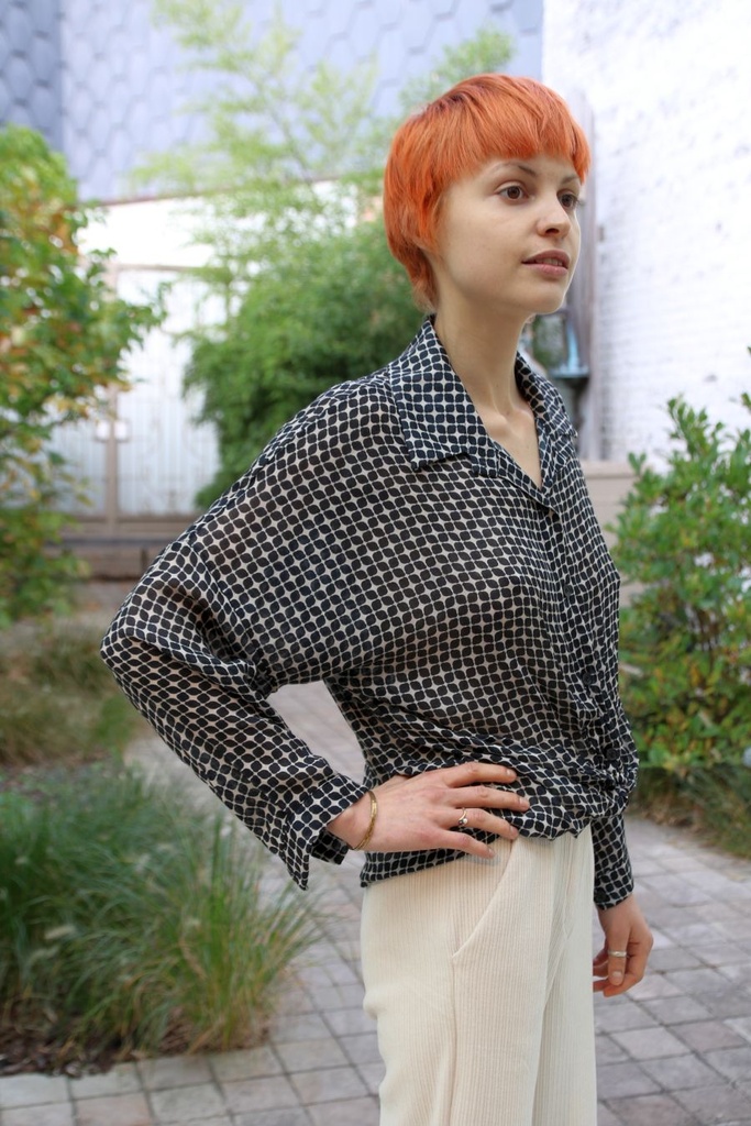 Blouse Lyan nm100 citroenprint kraag buikknoop