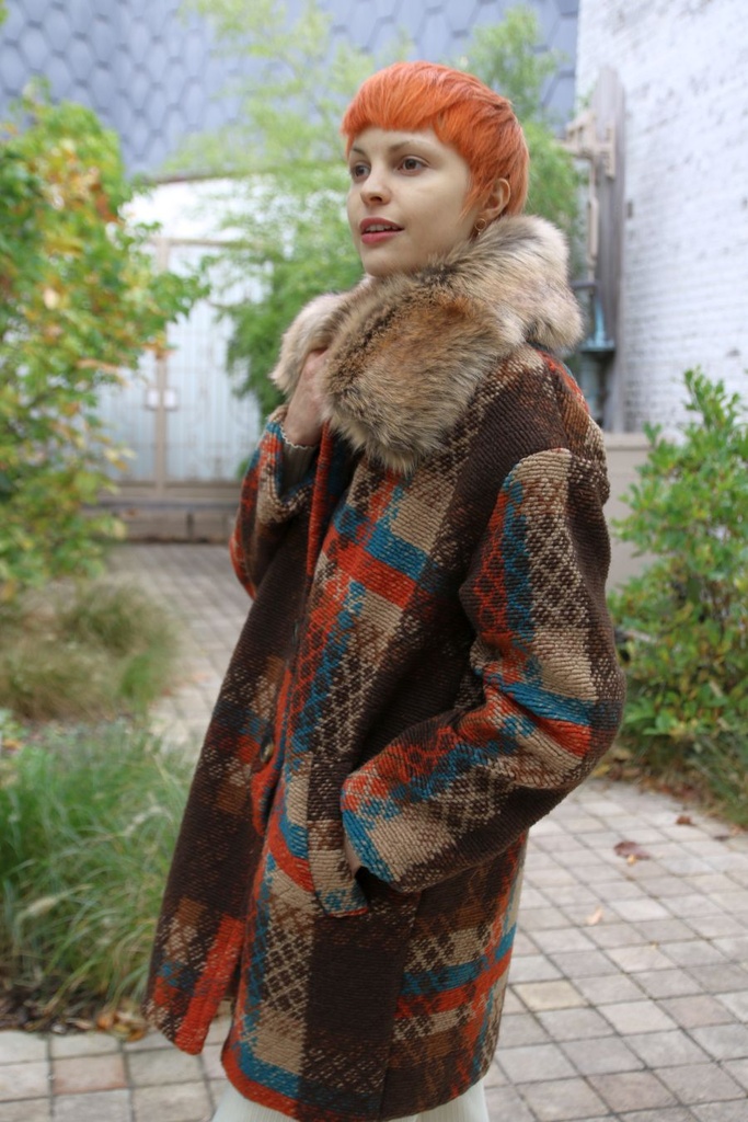 Mantel Nicola nm95 schotse ruit eco pels kraag