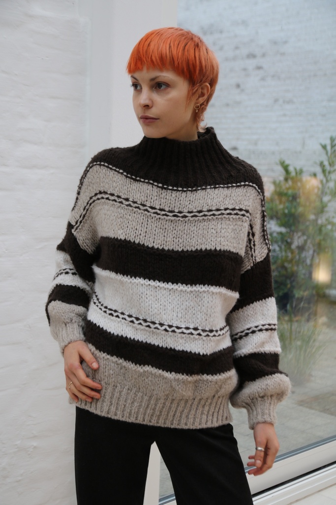 pull Nabil nm26 gestreept opstaande kraag 