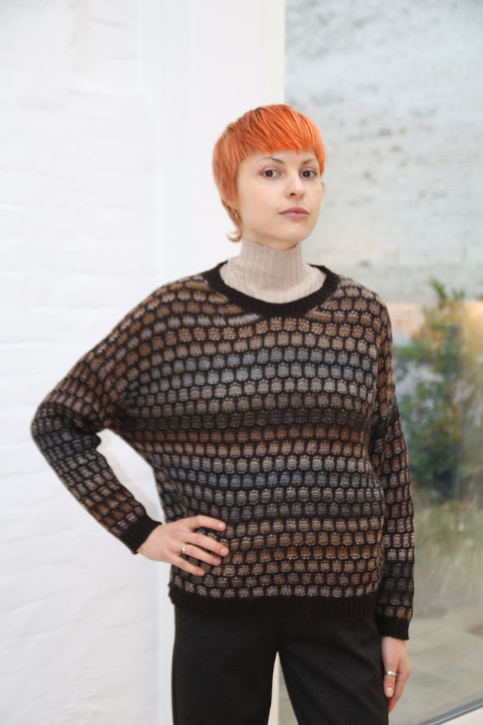 Tricot pull Neil nm80 ronde hals ruitjes bicolor