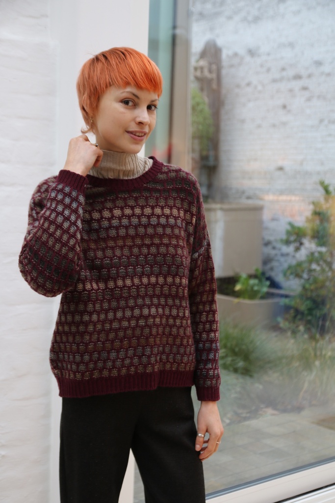 Tricot pull Neil nm80 ronde hals ruitjes bicolor