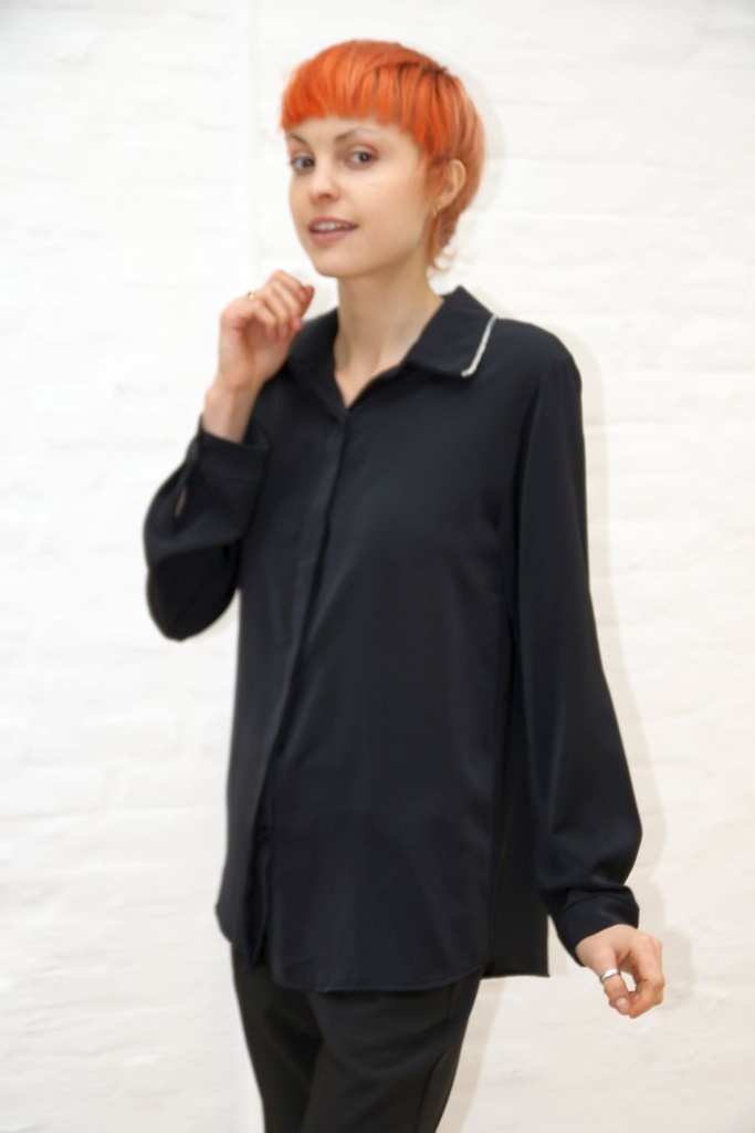 Blouse Naomy overhemdkraag glitterborduur 