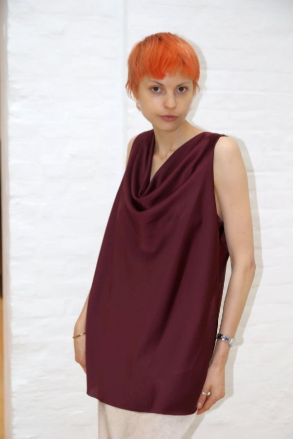 Tank top Nessa satijn drapage kraag 