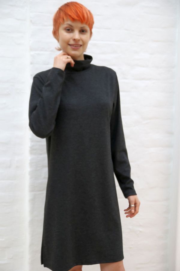 Jurk Lavay nm28 rolkraag viscose jersey recht patroon 