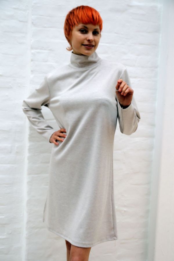 Jurk Lavay nm28 rolkraag viscose jersey recht patroon 