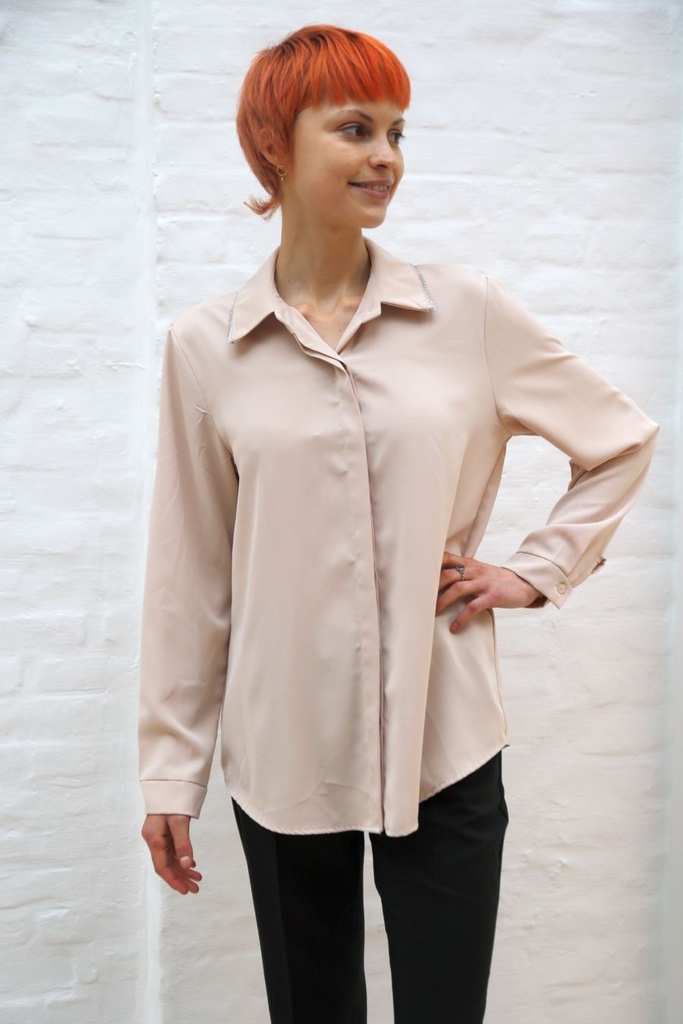 Blouse Naomy overhemdkraag glitterborduur 