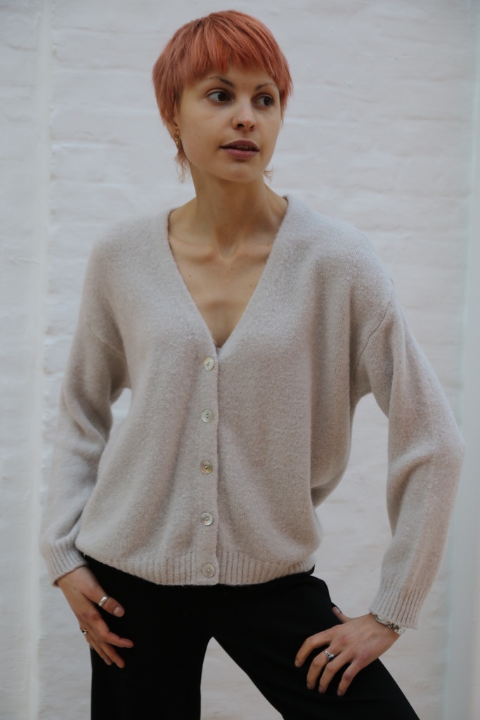 Cardigan Manuel col en V alpaga super fin nm25