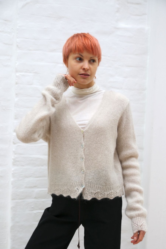 Mohair cardigan Lisandro nm65 hals nacré knopen 