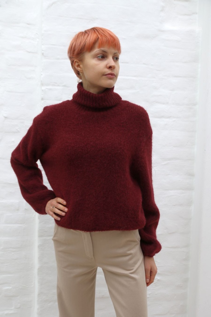 Pull Phileine nm25 zacht geribde rolkraag lange mouwen alpaca