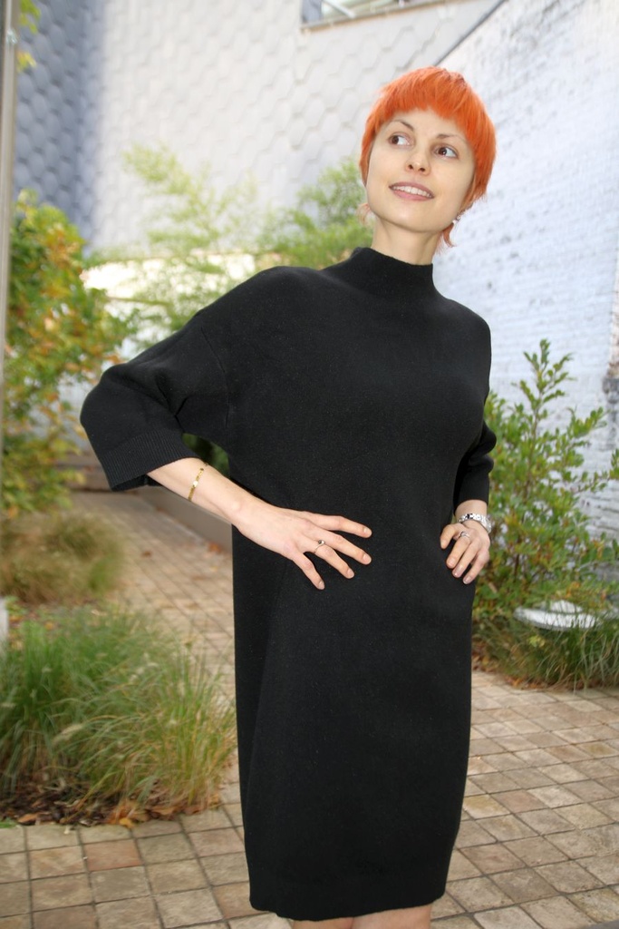 Jurk 7/8 Puck nm50 opstaande kraag recht patroon warm