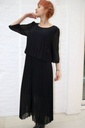 Lange jurk Narin plissé 3/4e mouw ronde hals