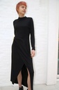 Lange tricot jurk Nyah nm50 split broche taille drapage 