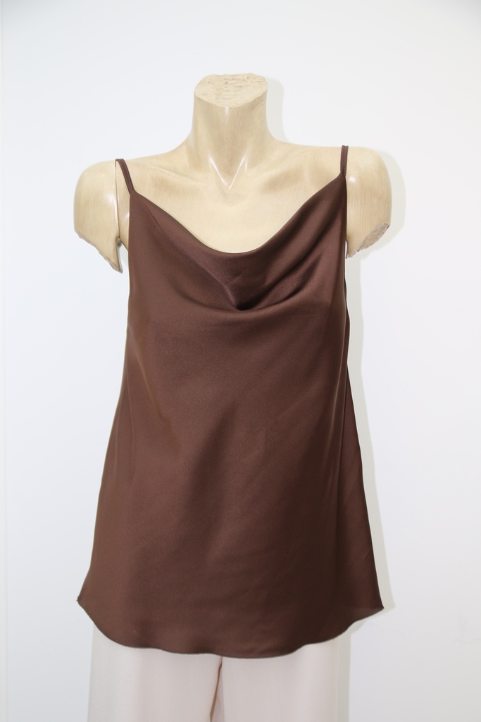 Top Ninte satijn spaghettibandjes drapage kraag 