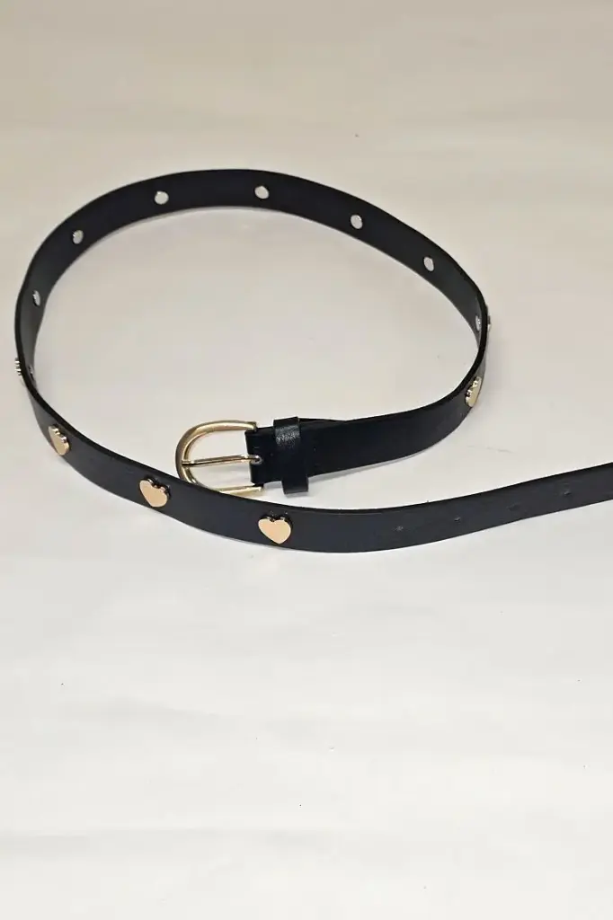 Riem Patrick gouden gesp pu hartvormige accenten