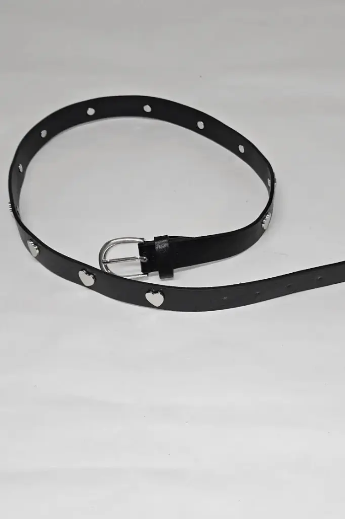 Riem Paul zilveren gesp pu hartvormige accenten