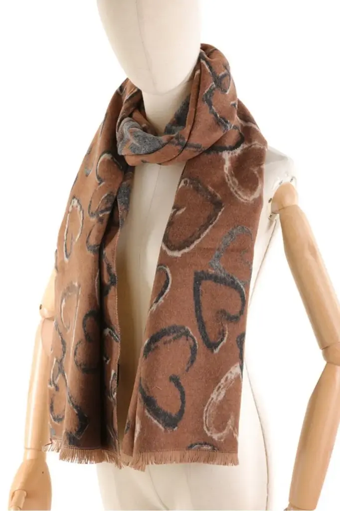 Sjaal Pascal nm100 hartjes patroon met franjes