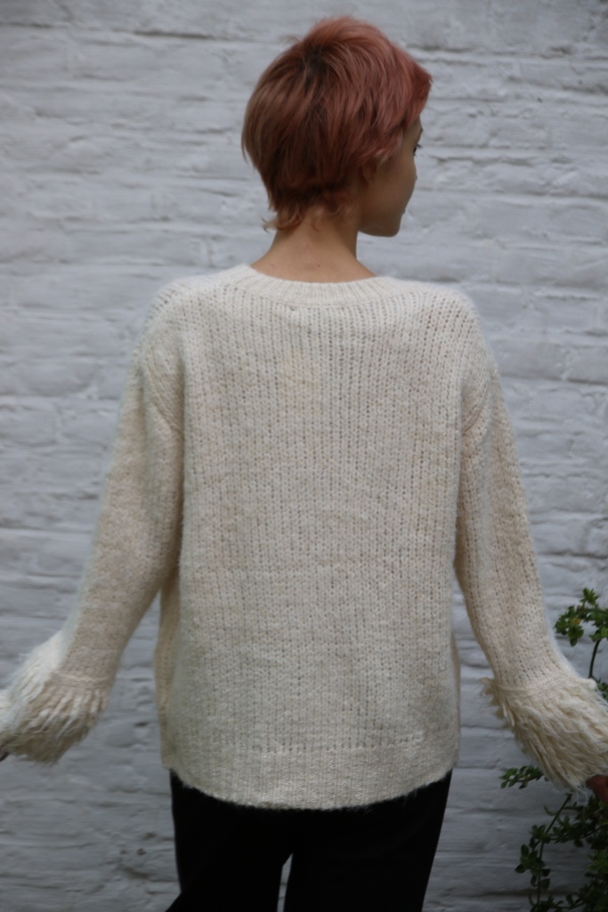 Trui Quentin ronde hals mouwen faux shearling afwerking 