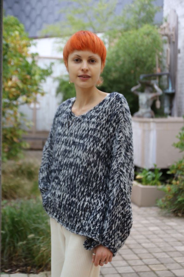 Pull Nikola nm26 ronde hals ajour lintsteek bicolor