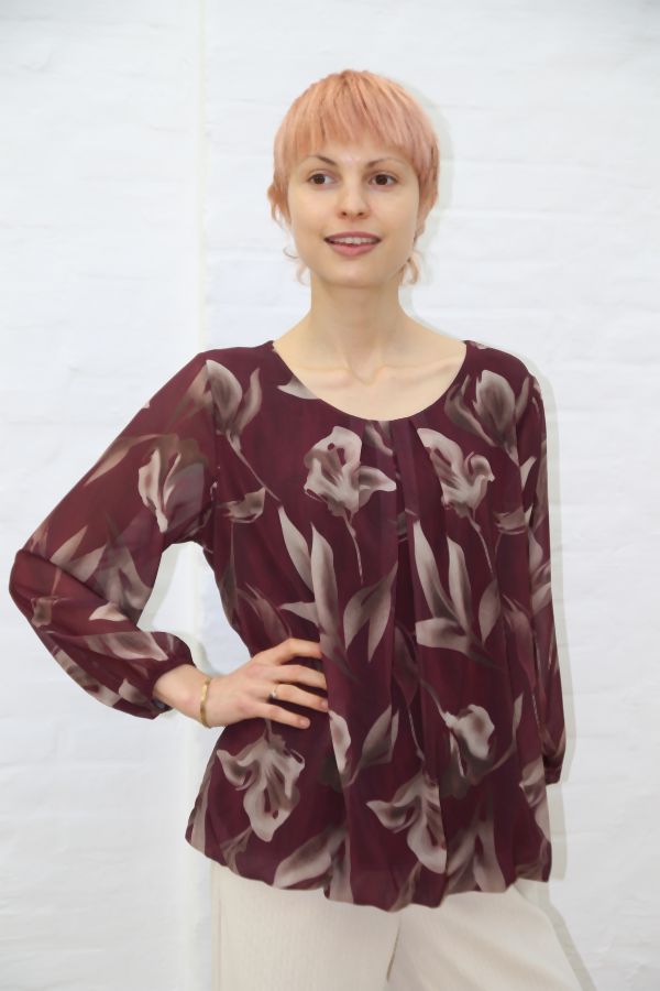 Bloemenblouse met open hals Mathis nm48