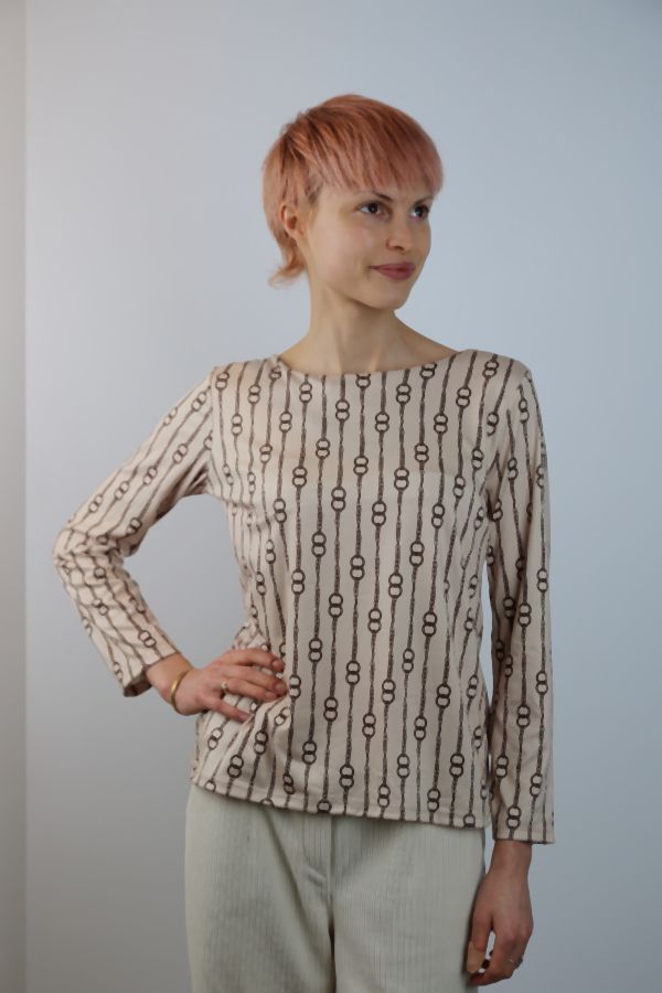 Shirt Marith met print van schakelkettingen nm20
