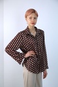 Blouse Laurien vergulde stippen kraag nacré doorgeknoopt
