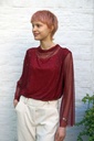 T-shirt Lazar nm53 opstaande drapagekraag gepofte zoom 