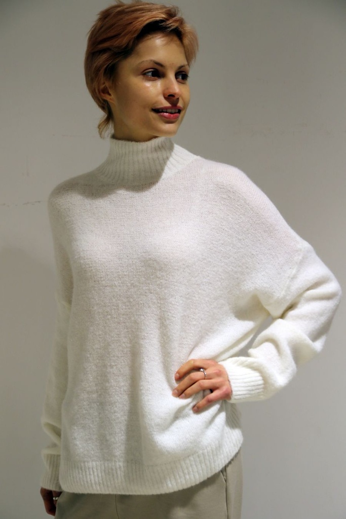 Pull Quirine gehaakt ronde kraag alpaca 