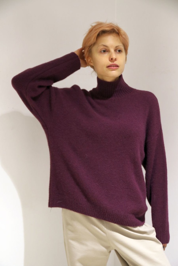 Pull Quirine gehaakt ronde kraag alpaca 