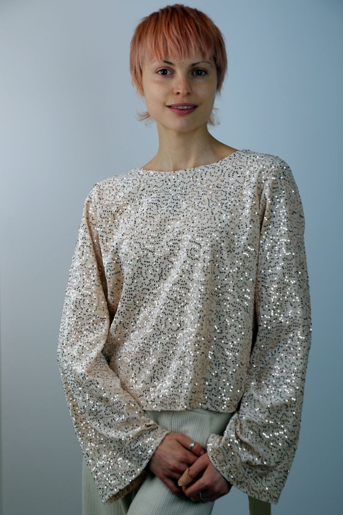 Feestpul Lyla nm36 pailletten op effen velours rugopening 