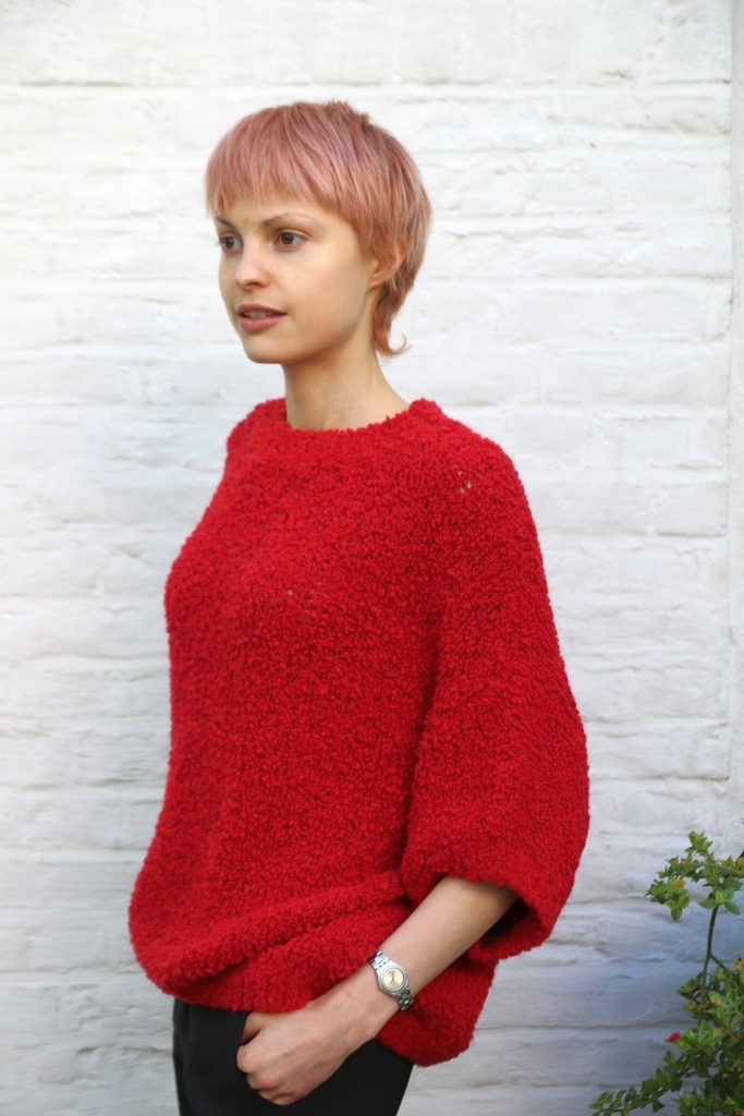 Pull Quincey nm4 ronde kraag 3/4 mouw boucléstof 