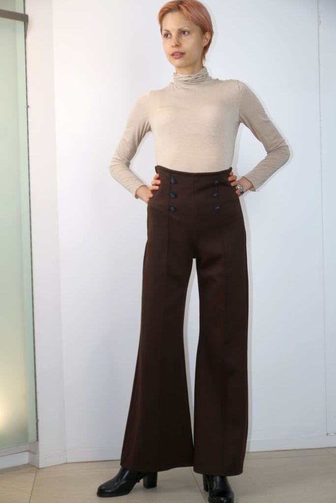 Lef 3102 nm67 gabardine hoge taille dubbel rij knopen kapnaad