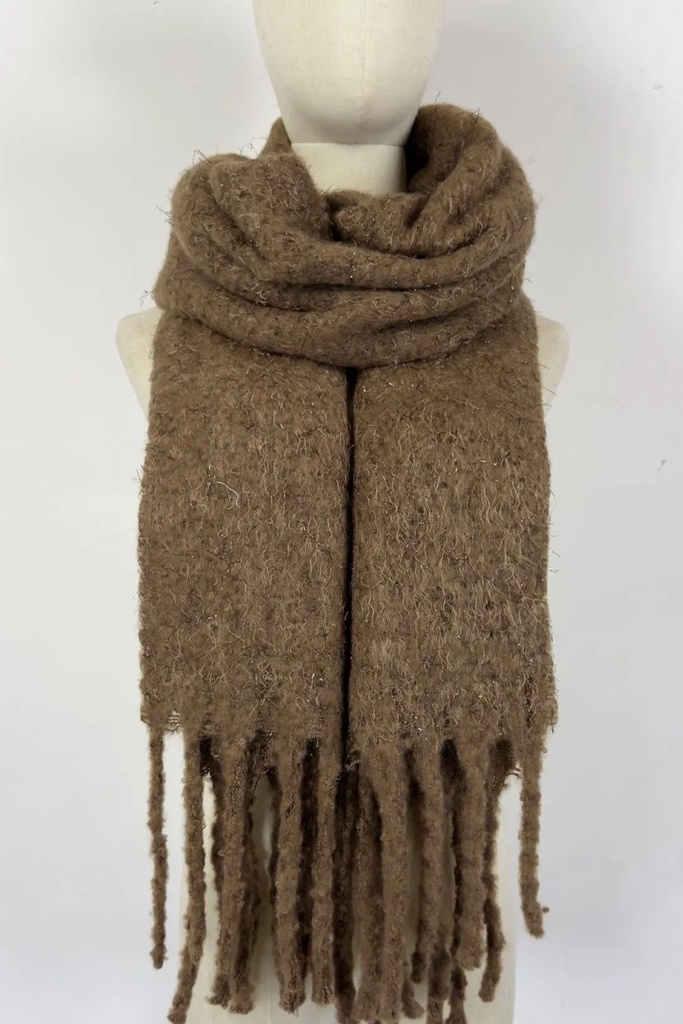 Sjaal Linna nm70 wollook glitter draadjes franjes dreadlocks