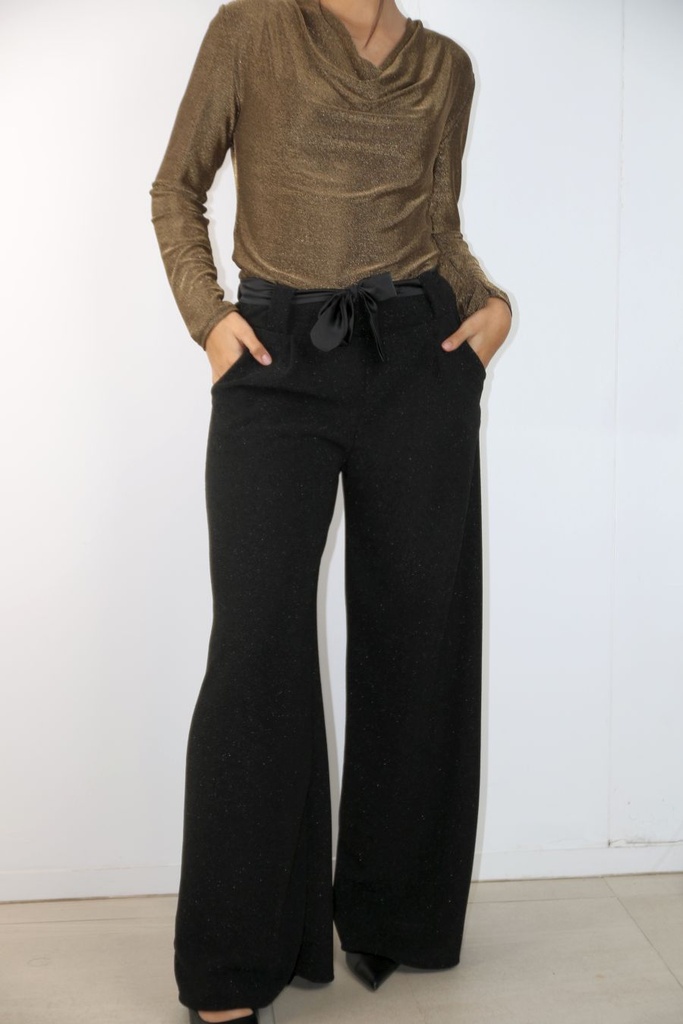 Glamy lurex flarebroek Lubbert nm52 ecoleren taillebinder