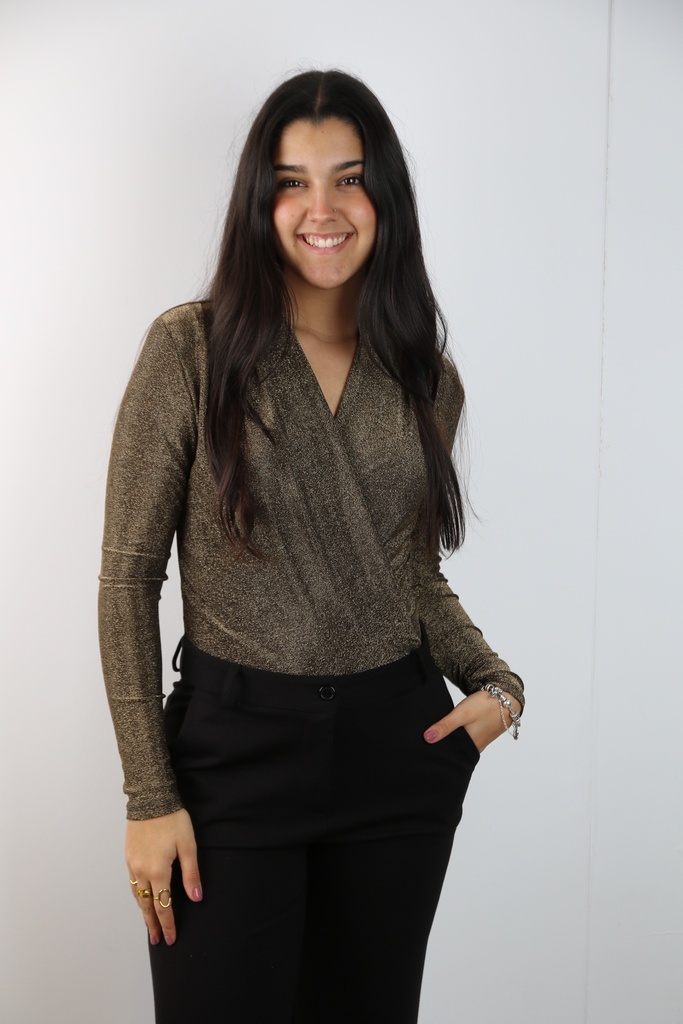 Glamy lurex body Lenz nm40 gekruiste V-hals 