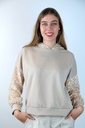 Sweater met hoodie Peer nm60 ronde hals pajetten op mouwen en kap