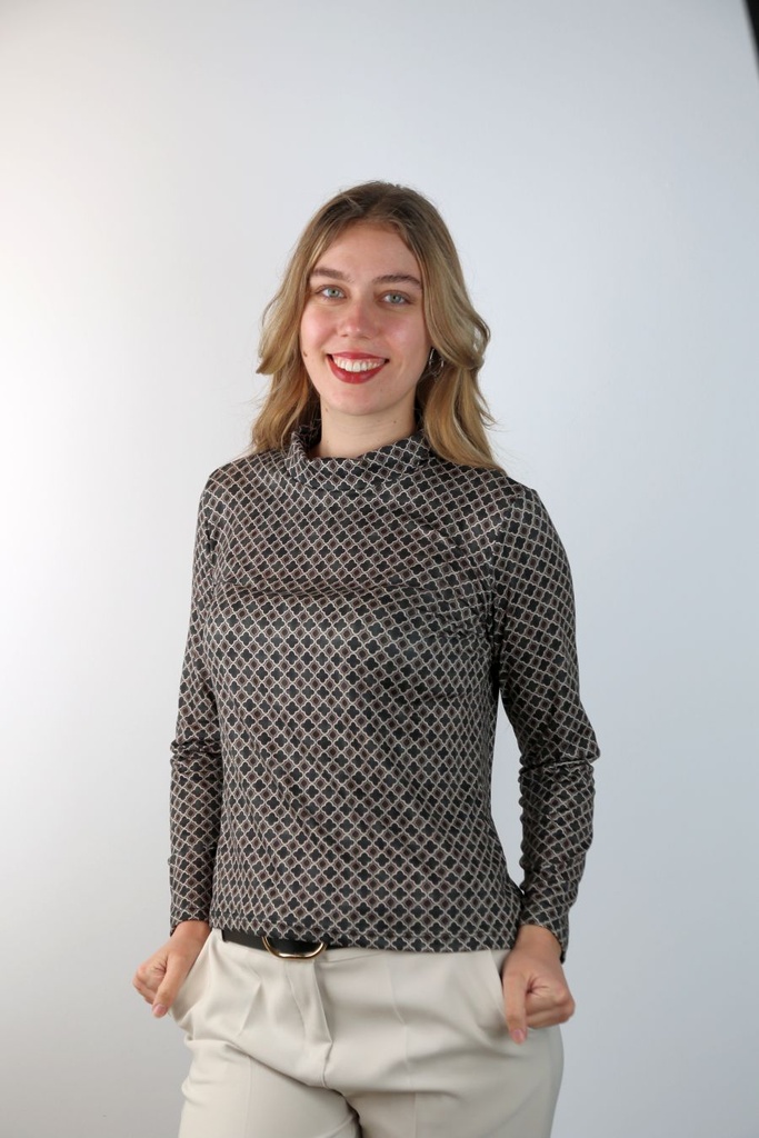 T-shirt Luit klavertje 4 stekelbes rolkraag viscose jersey