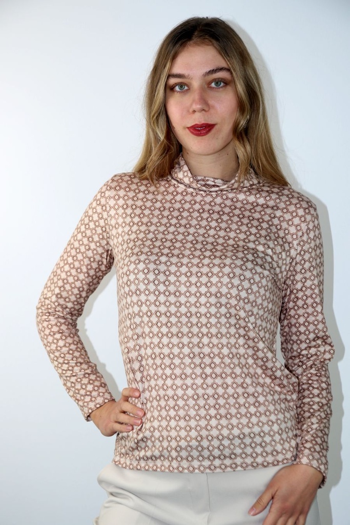 T-shirt Luit klavertje 4 stekelbes rolkraag viscose jersey