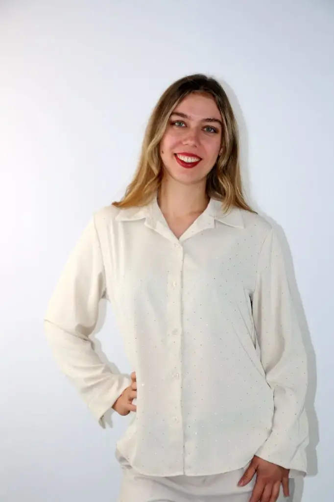 Blouse Quinte zacht aanvoelend studs geknoopt springplooi