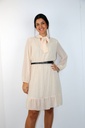 Nawal nm38 crêpe jurk jabot kraag volant 