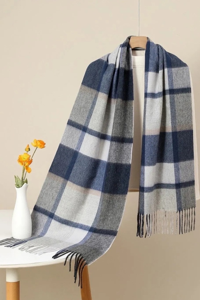 Lichelle nm100 blokken karro wol met franjes