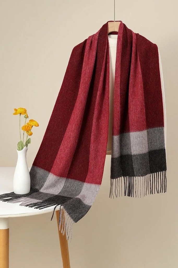 Leana nm100 blokken karro wol met franjes