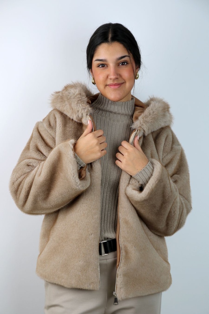 Kort jasje Nya  in ecopels kap ritssluiting 