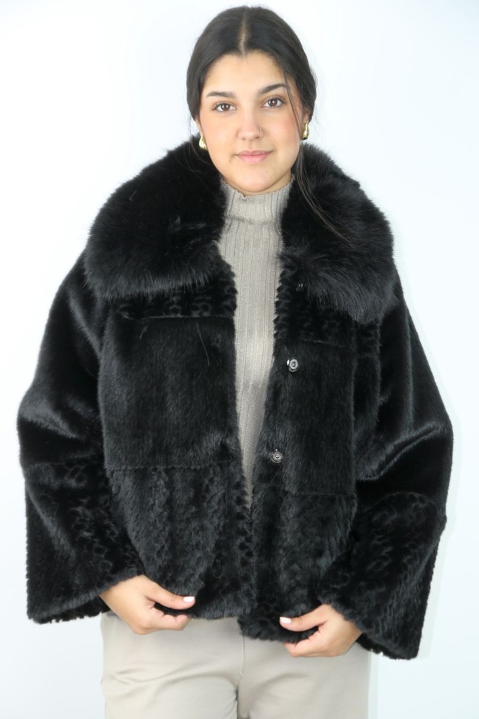 Nisha kort jasje ecopels reliëfpatroon kraag 