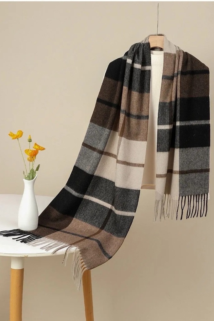 Luther nm100 karro strepen en franjes wol