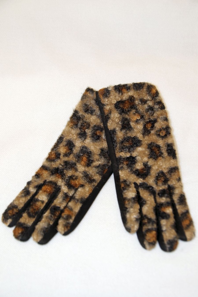 Handschoenen Liano luipaard flanel jacquard