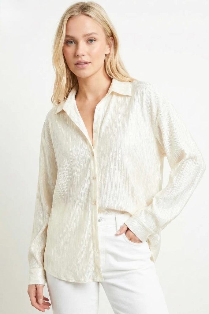 *Glanzende blouse Ryan met polokraag