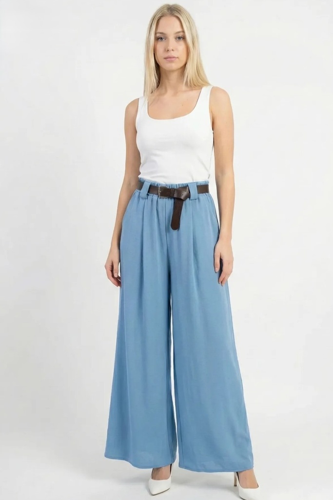 Broek Rosalie met riem en brede pijpen