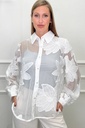 *Transparante blouse Rens grote geborduurde bloemen